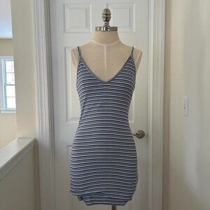 FOREVER 21 BLUE BLACK & WHITE STRIPED DRESS